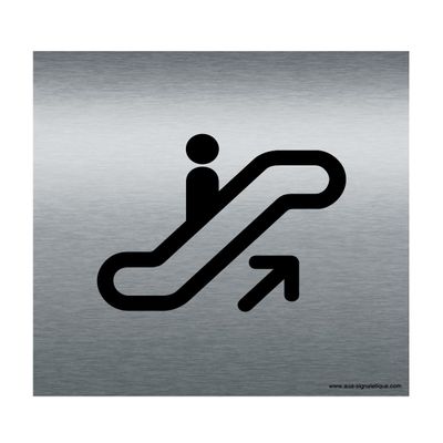 AUA SIGNAGE - Brushed Aluminum Escalator Plaque - 130 x 130 mm
