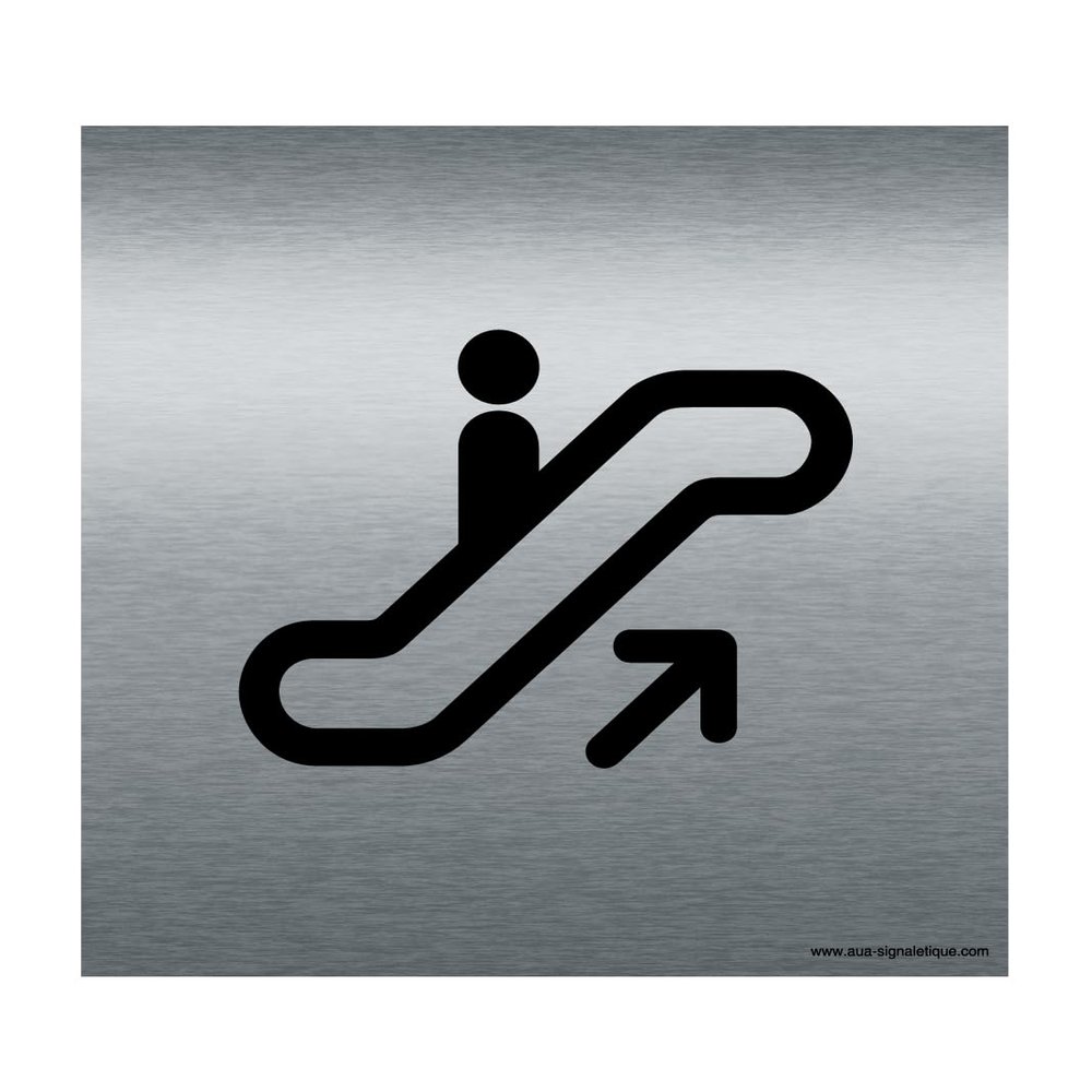 AUA SIGNAGE - Brushed Aluminum Escalator Plaque - 130 x 130 mm
