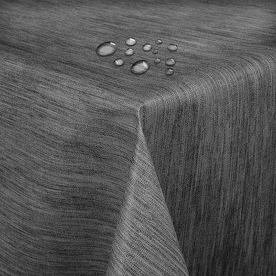 Oilcloth Tablecloth, Linen Embossed, Gray Anthracite, Rectangular 120 x 190 cm
