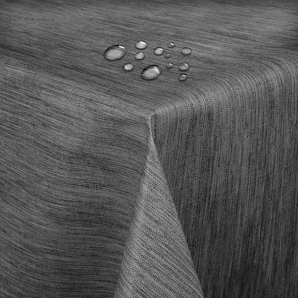 Oilcloth Tablecloth, Linen Embossed, Gray Anthracite, Rectangular 120 x 190 cm