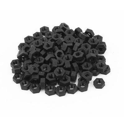 Tenlacum 100-Piece M3 Threaded Fastener Set, Nylon Hex Nuts, Black