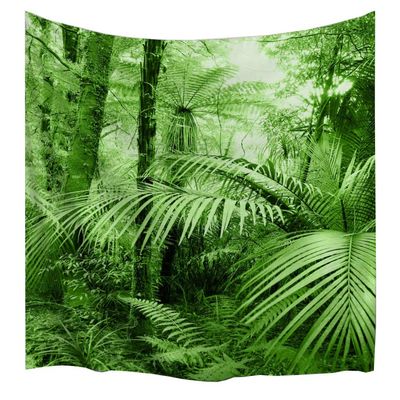 izielad Green Tapestry, Zen Forest Trees with Sunlight, Rainforest, Exotic Animals and Plants, Ireland Nature Wall Hanging Art for Bedroom, Living Room or Dorm, 180 x 230 cm