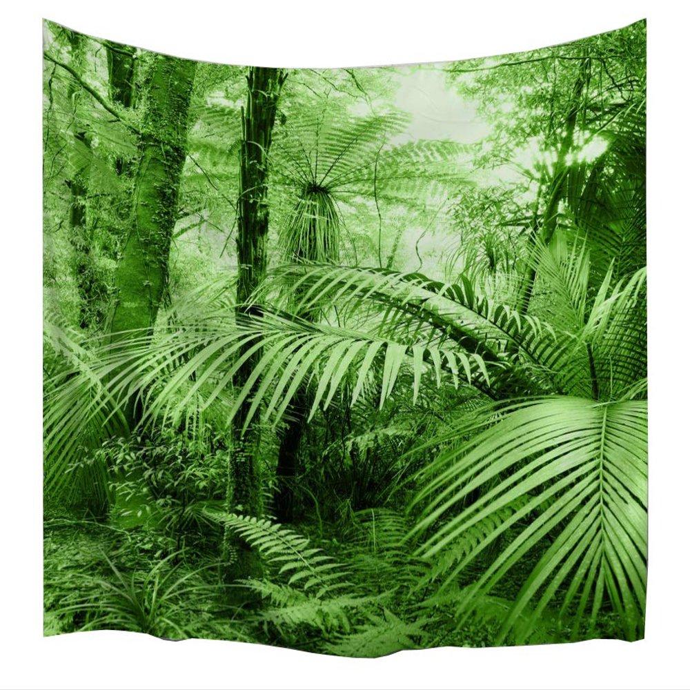 izielad Green Tapestry, Zen Forest Trees with Sunlight, Rainforest, Exotic Animals and Plants, Ireland Nature Wall Hanging Art for Bedroom, Living Room or Dorm, 180 x 230 cm