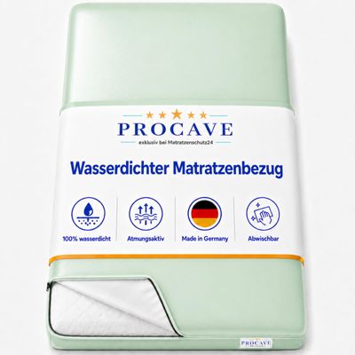 PROCAVE Waterproof Mattress Cover, Green, 100 x 190 cm, for 11 cm Mattress Height