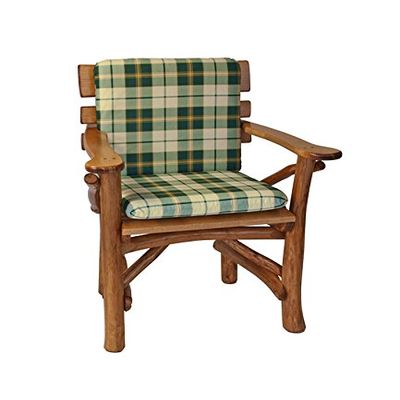 TPFGarden Brockton Low-Back Garden Chair Cushion, Green/Beige Checkered