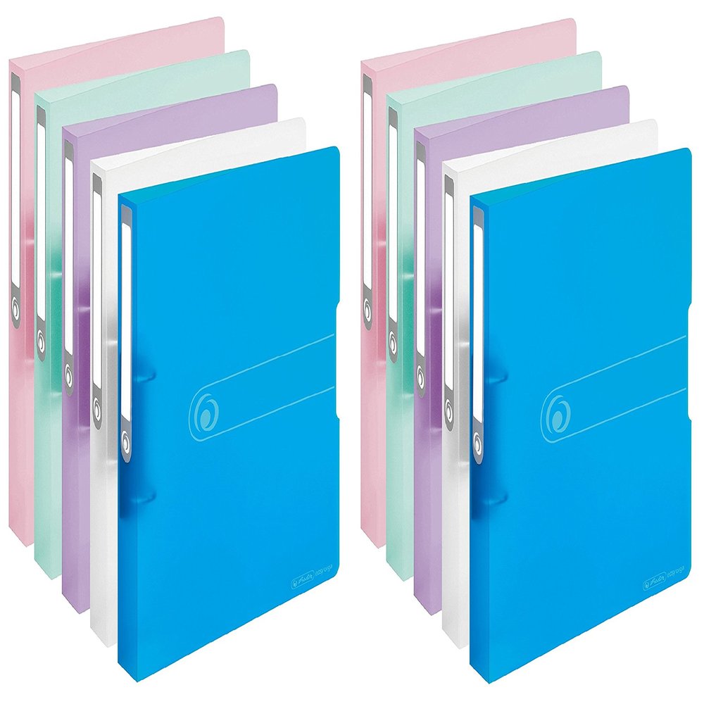 Herlitz A4 Ring Binder, 2 Rings, 25 mm, PP Film (5 Colors, 2 Each, 4-Pack)