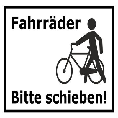 Bicycles Please Walk Sign, 60 × 40 cm, 3 mm Aluminum Composite
