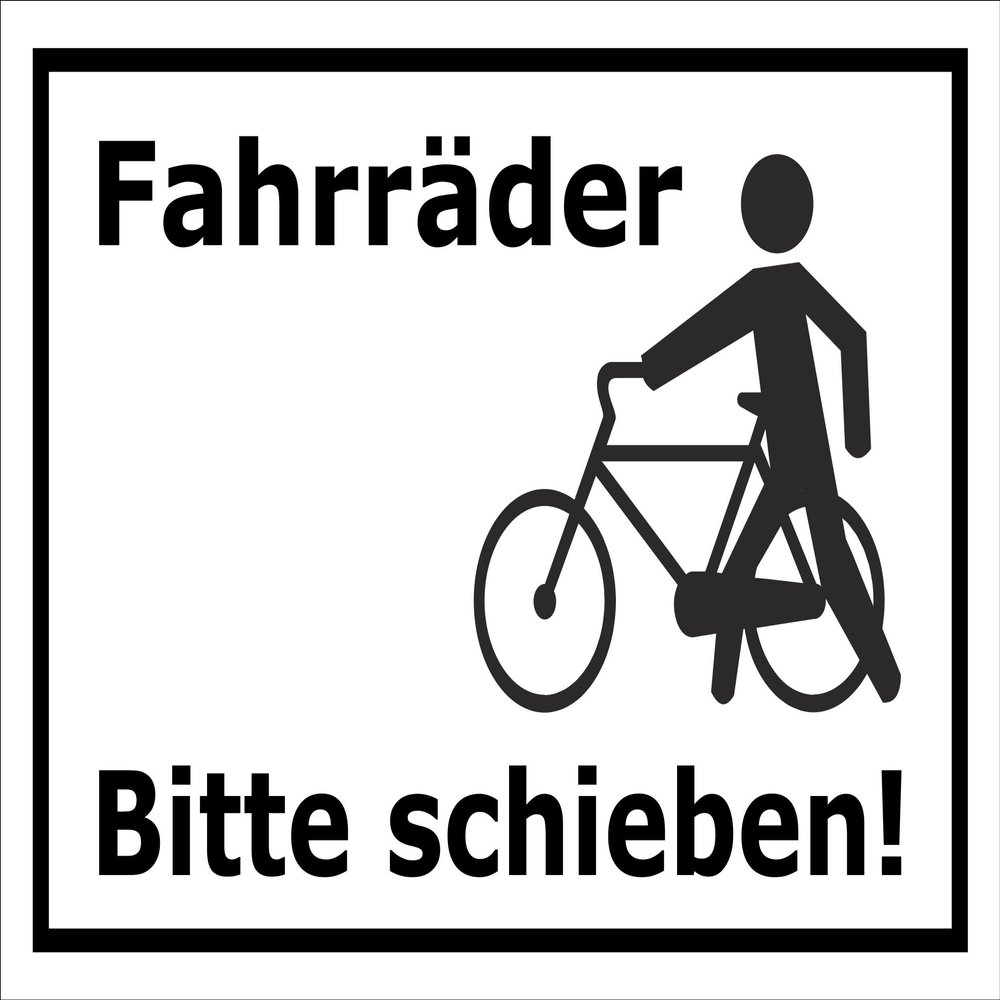 Bicycles Please Walk Sign, 60 × 40 cm, 3 mm Aluminum Composite