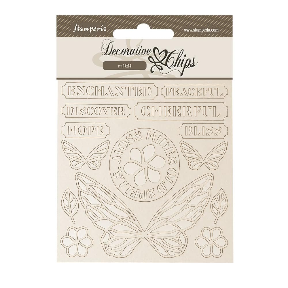 Stamperia - Decorative Chips for Scrapbooking (Whispering Woods, Butterfly)