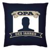 Tini-Shirts Photo Cushion for Grandpa with Custom Photo, “Grandpa of the Year,” Navy Blue view 1