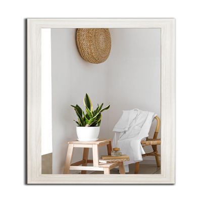 Framed Mirror 32 GREN, 90/50 or 50/90 cm, 11 Frame Colors, Handcrafted, Wide Fixed Frame, Sturdy Backing, 60 x 20 mm Frame Molding, Oak White