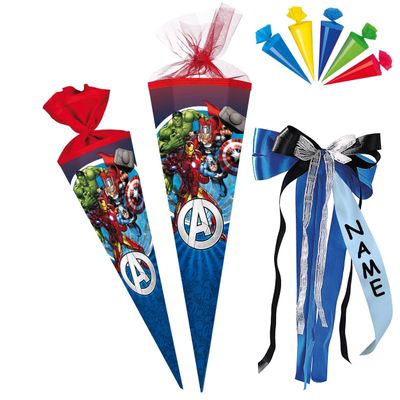 alles-meine.de GmbH School Cone Set + 5 Small Candy Cones – The Avengers – 70 cm