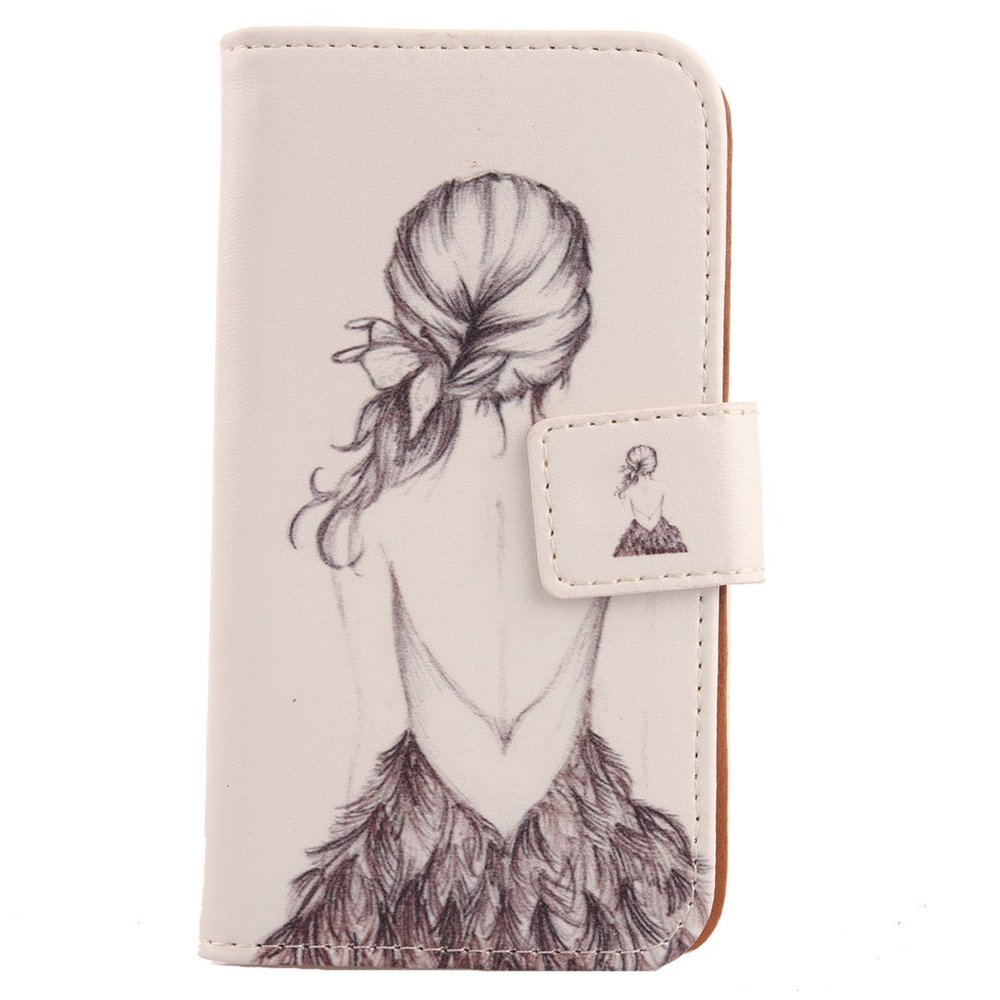 Lankashi PU Leather Flip Stand Wallet Case for Ulefone Armor X/X2 5.5-inch, Back Girl Design