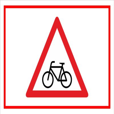 Melis-Folienwerkstatt Attention Cyclists/Bicycles Sign, 15 x 10 cm, 3 mm Rigid Foam, Pre-Drilled Holes