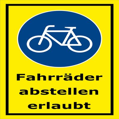 Melis-Folienwerkstatt “Bicycles Allowed” Sign, 60 x 40 cm, 3 mm Aluminum Composite