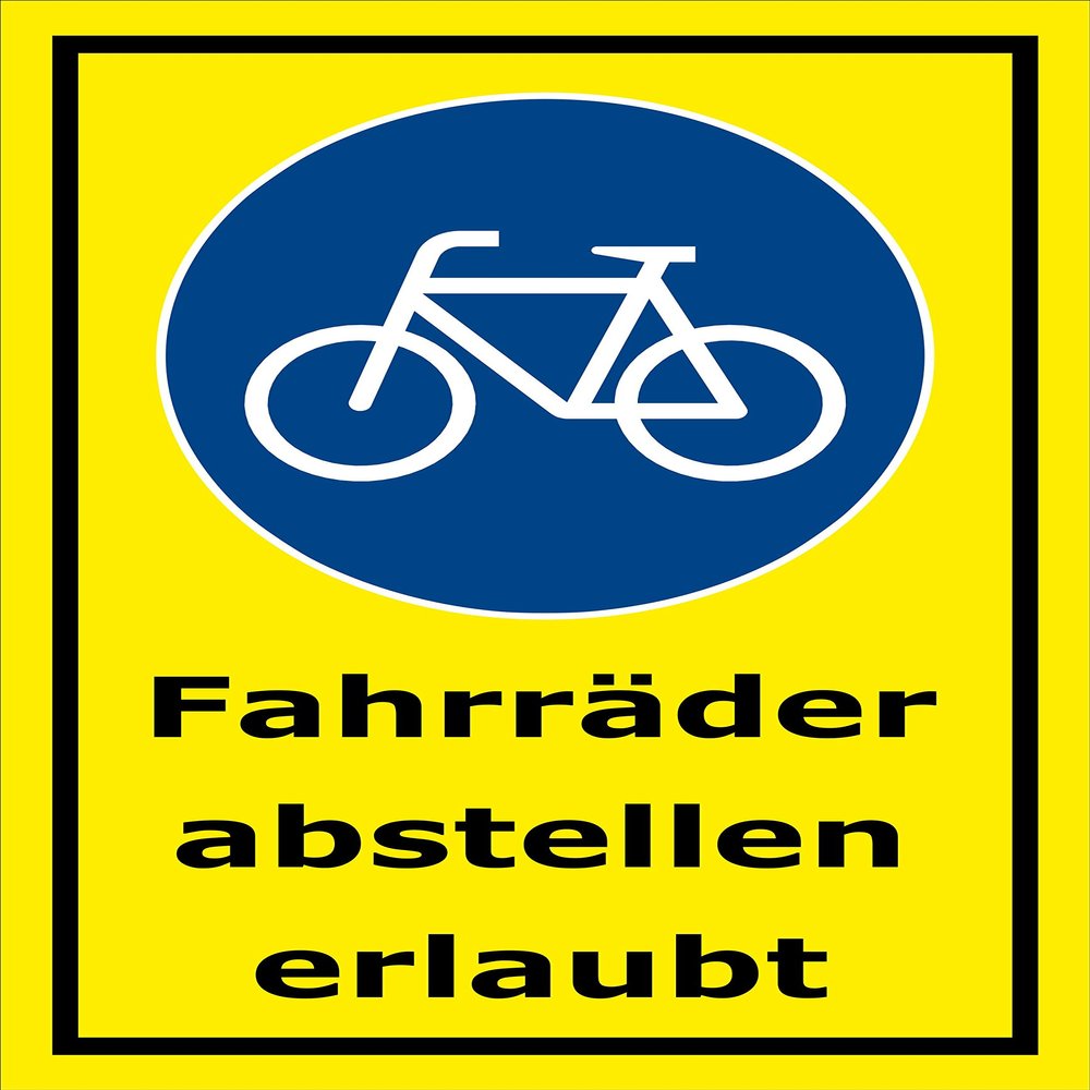 Melis-Folienwerkstatt “Bicycles Allowed” Sign, 60 x 40 cm, 3 mm Aluminum Composite