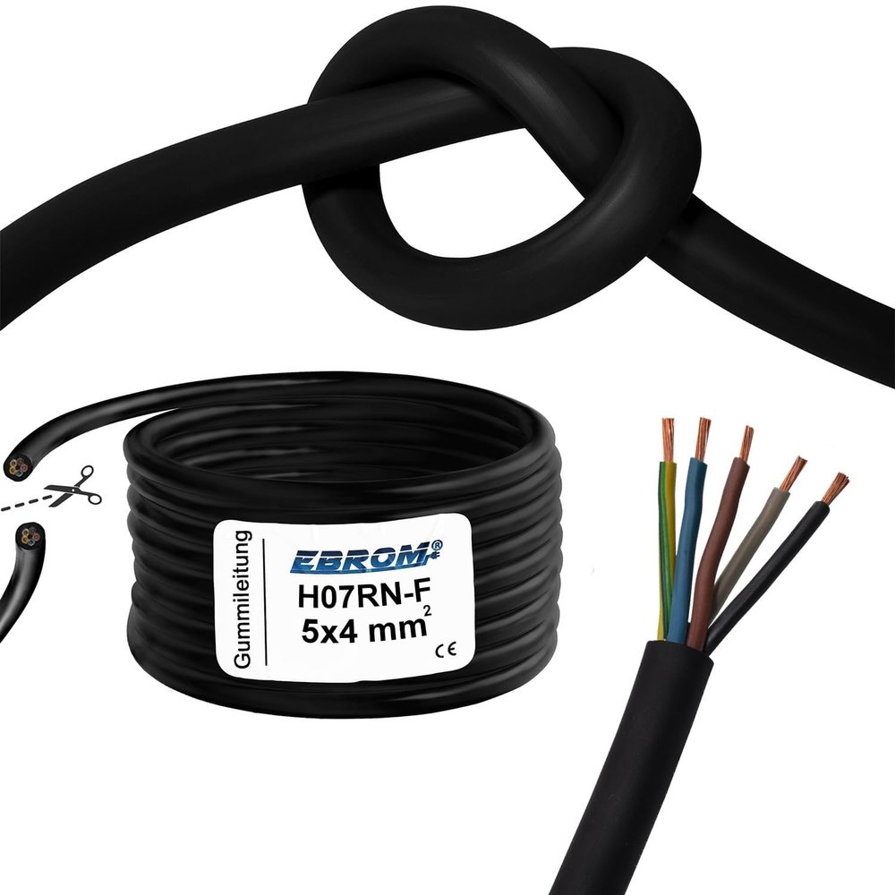 EBROM H07RN-F 5G4 Flexible CEE Rubber Cable, UV- and Oil-Resistant, 57 m