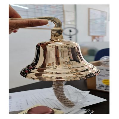 15.2 cm Solid Brass Wall-Mounted Ship's Bell for Reception, School, Outdoor, Indoor, Dinner and Church, The Metal Magician