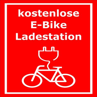 Melis-Folienwerkstatt Free E-Bike Charging Station Sign, 45 x 30 cm, 3 mm Rigid Foam, Multiple Sizes/Materials