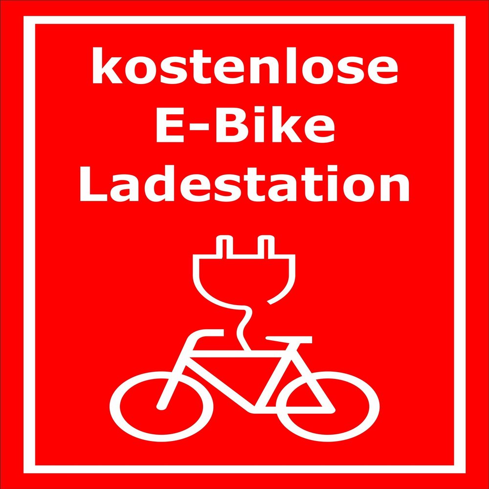 Melis-Folienwerkstatt Free E-Bike Charging Station Sign, 45 x 30 cm, 3 mm Rigid Foam, Multiple Sizes/Materials
