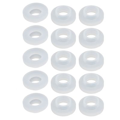 sourcingmap Convex Silicone Washers, 19 mm OD, 10 mm ID, 3 mm Thick, White, 15-Pack