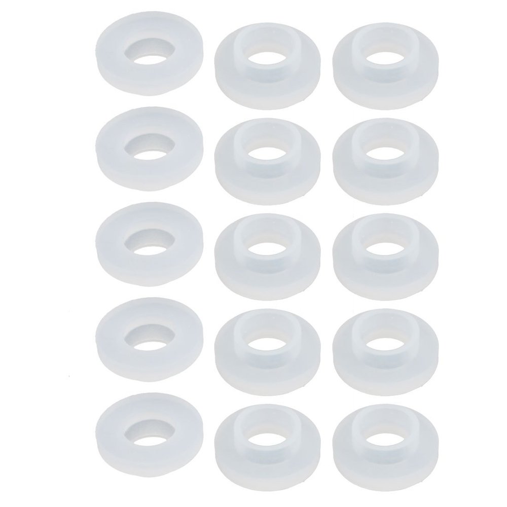 sourcingmap Convex Silicone Washers, 19 mm OD, 10 mm ID, 3 mm Thick, White, 15-Pack