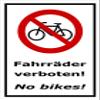 No Bicycles Sign – No Bikes, Bilingual, 60 x 40 cm, Sticker, Multiple Sizes/Materials view 1