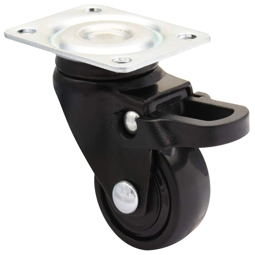 WAGNER Design 3C Swivel Caster, Black, Soft Tread, 25 mm, 40 mm Height, Brake, 30 x 40 mm Mounting Plate, 12 kg – 01232701