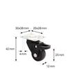 WAGNER Design 3C Swivel Caster, Black, Soft Tread, 25 mm, 40 mm Height, Brake, 30 x 40 mm Mounting Plate, 12 kg – 01232701 view 2