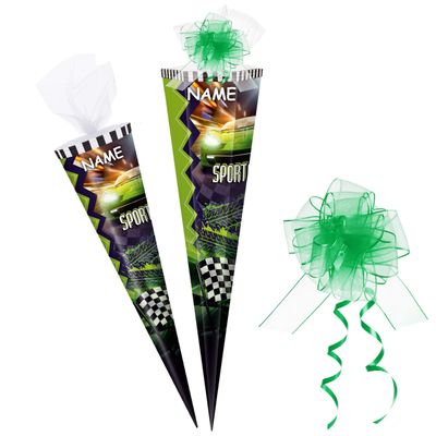 Sports Car School Cone, 50 cm, Round, with Name and Bow