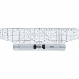 M+R 30 cm Acrylic Glass Rolling Ruler with Protractor and Magnifier