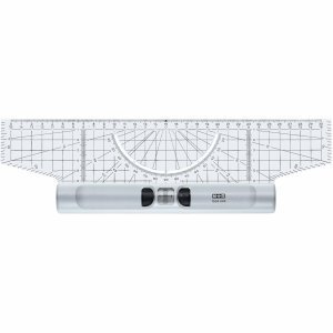 M+R 30 cm Acrylic Glass Rolling Ruler with Protractor and Magnifier