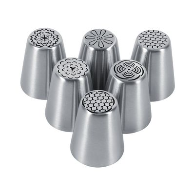 6 Stainless Steel Flower Piping Tips for Cake Decorating