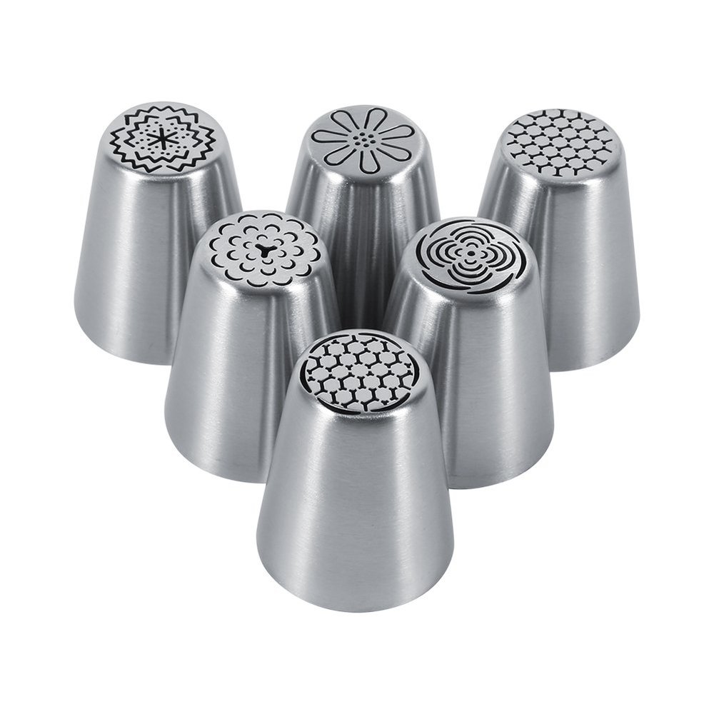6 Stainless Steel Flower Piping Tips for Cake Decorating
