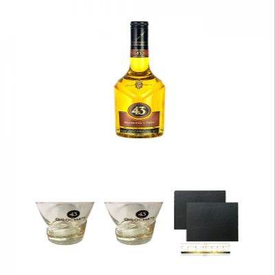 Licor 43 Cuarenta y Tres Liqueur 1 L + 2 Orochata Glasses + 2 Square Slate Coasters
