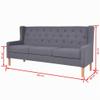 vidaXL 3-Seater Fabric Sofa Gray view 3