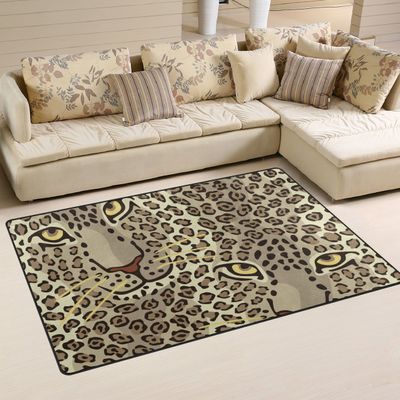 yibaihe Leopard Print Area Rug, 80 x 51 cm