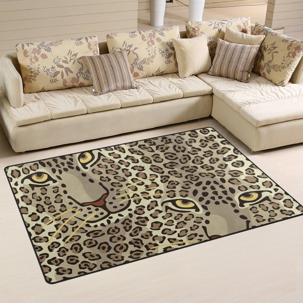yibaihe Leopard Print Area Rug, 80 x 51 cm