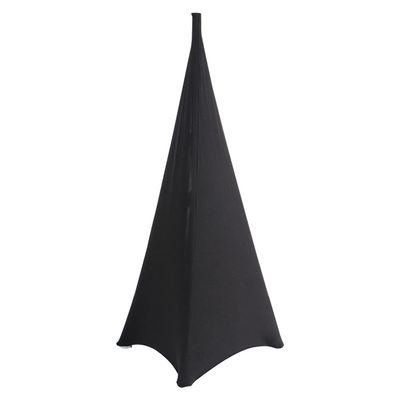 WedDecor Tripod Speaker Stand Stretch Cover, 3-Sided 360° Scrim, Black Spandex/Lycra with 3 Side Pockets (Single)
