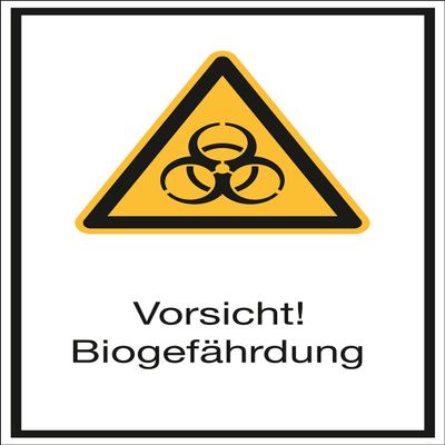 Caution Biohazard Sign, Self-Adhesive PVC, 210 x 297 mm, ASR A1.3 / ISO 7010 W009