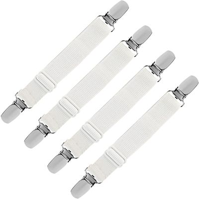 LIHAO 4-Piece Adjustable Sheet and Ironing Board Cover Clips, White