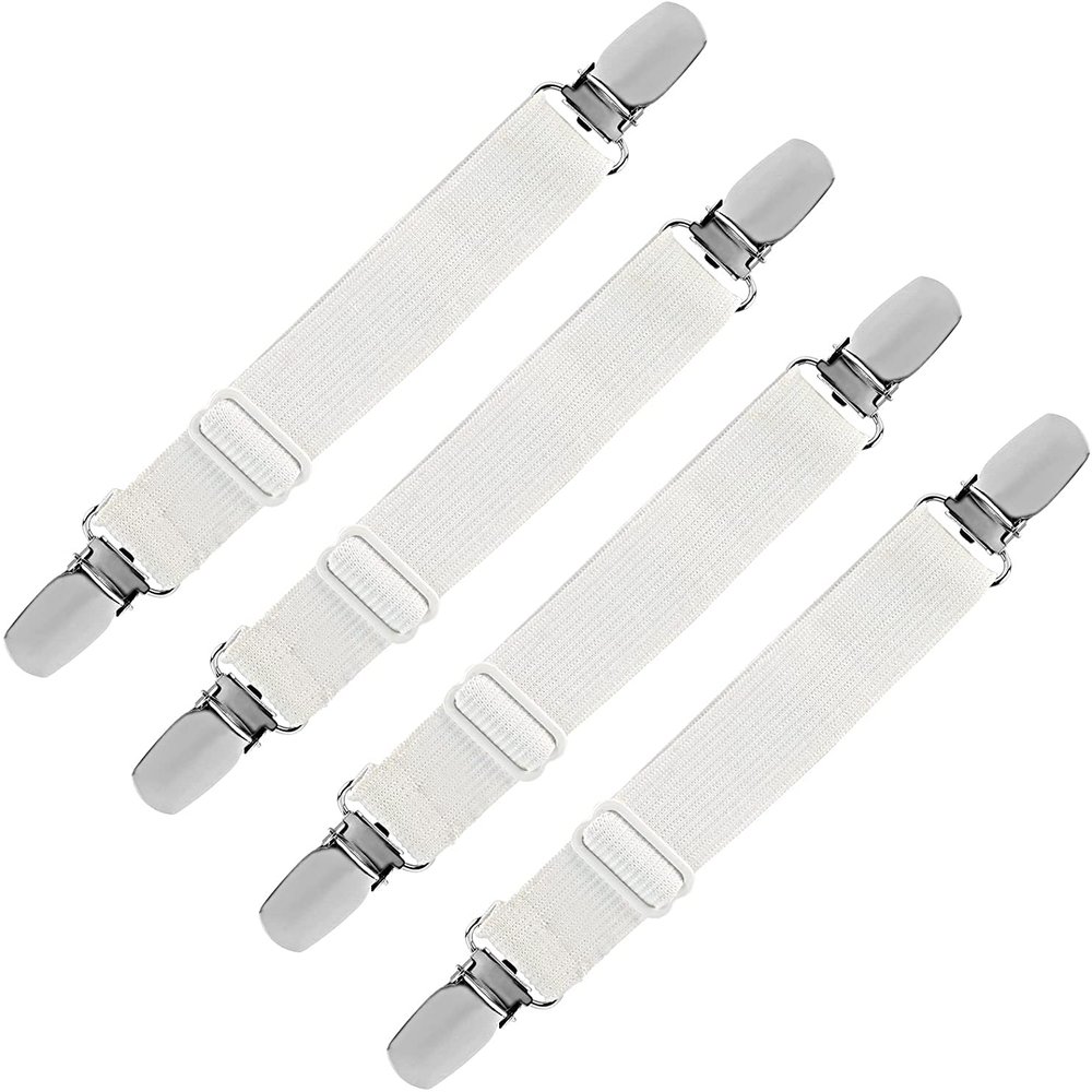 LIHAO 4-Piece Adjustable Sheet and Ironing Board Cover Clips, White