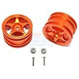 GPM Aluminum Rear Wheels for Tamiya T3-01 Dancing Rider Trike, 5-Spoke Design, Orange, 1 Pair