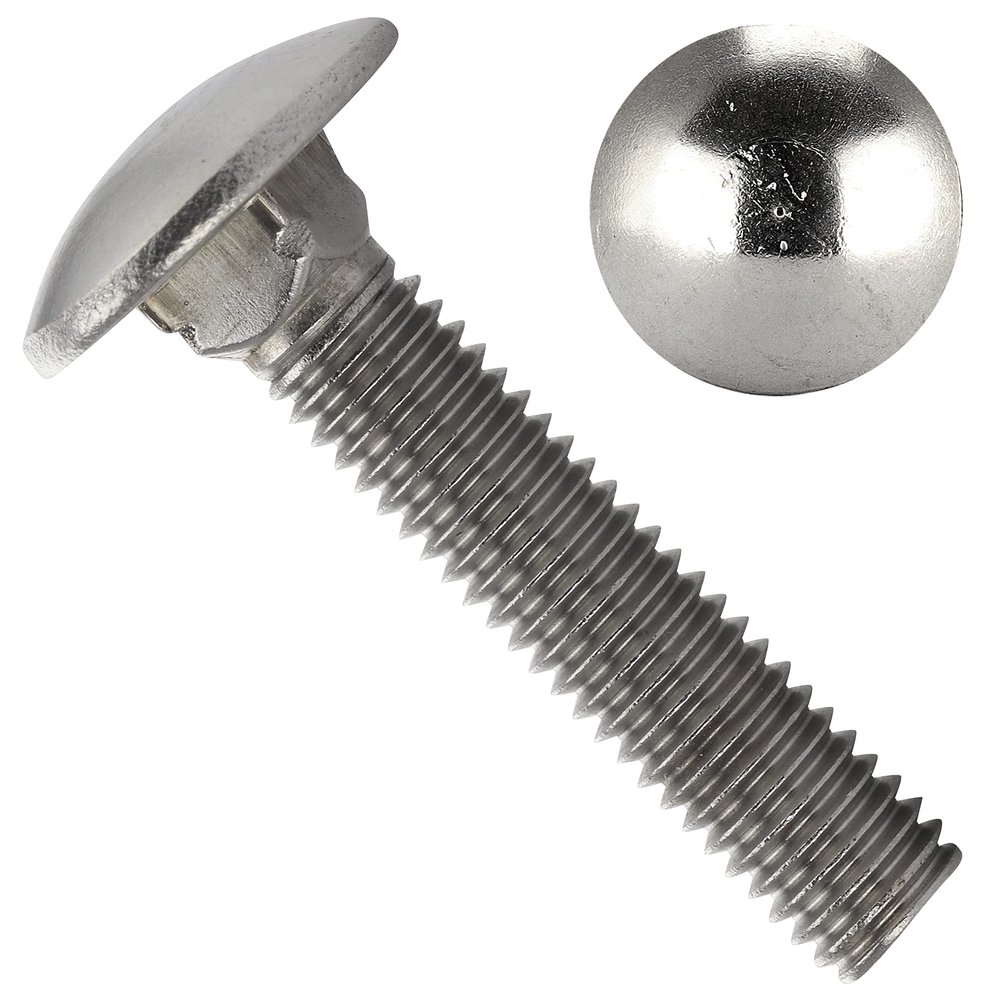 OPIOL QUALITY M6 x 35 mm Stainless Steel A2/V2A Carriage Bolts, DIN 603, 10-Pack