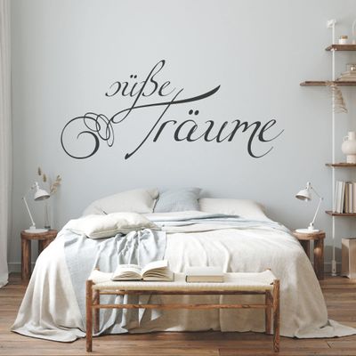 GRAZDesign Bedroom Wall Decal, “Sweet Dreams” Sticker Above Bed, 112 x 50 cm, 043 Lavender