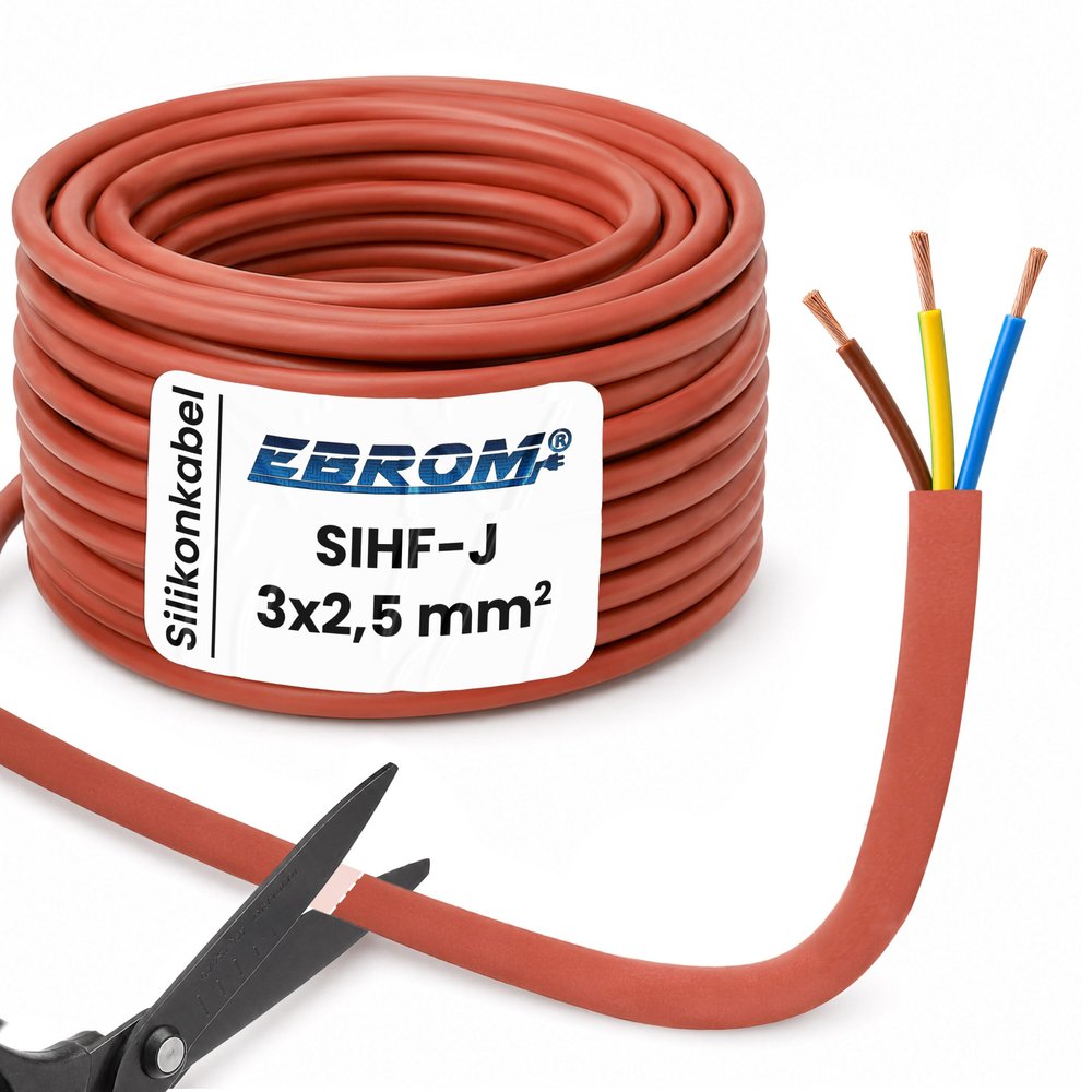 EBROM SIHF-J Silicone Sauna Cable 3x2.5 mm², 47 m