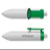 Engraved Push-Button Ballpoint Pen with Smiley Face, Green Clip view 1