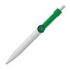 Engraved Push-Button Ballpoint Pen with Smiley Face, Green Clip view 2