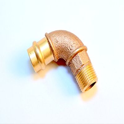 Red Brass Press-Fit Elbow with Male Thread, 35 x 1 1/4 in