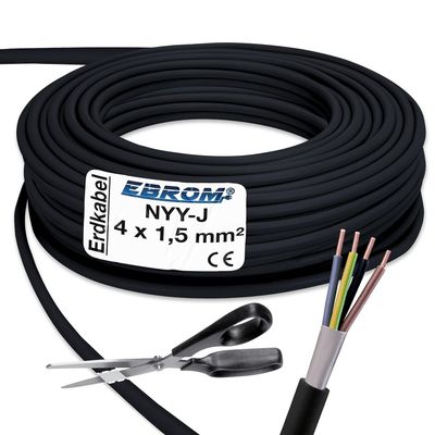 EBROM NYY-J 4 x 1.5 mm² Underground Cable, Black, 29 m